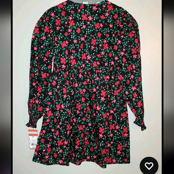 Cat & Jack Girls’ Long Sleeve Woven Dress - Black Floral 10/12 NWT - Picture 2 of 2